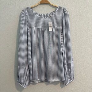 NWT • LOFT Blue & White Striped Top • Large
